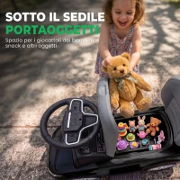 AIYAPLAY Macchina Cavalcabile Licenza Land Rover con Maniglia e Barriera, in PP e Acciaio, 84x40x94.5 cm, Nero(m-5)
