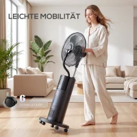 HOMCOM 4-in-1 Staande Ventilator met Waternevel, Luchtreiniger, Muggenbescherming, 9-uur Timer, 3 Modi, Afstandsbediening, Zwart(m-9)