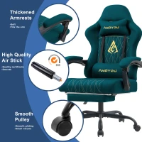 Sedia da gaming con poggiapiedi, morbido cuscino per collo e zona lombare, cuscini di supporto rimovibili, 60x60x122 cm, Blu marino(m-4)