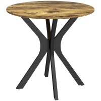 HOMCOM Keukentafel voor 2 Personen, Rond, Poedergecoat Staalframe, Ø78 cm, Rustiek Bruin(m-11)