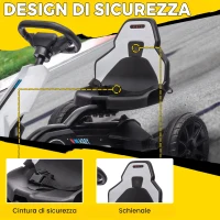 HOMCOM Go Kart Elettrico per Bambini 3-8 Anni, 12V 3-5 km/h, con Cintura di Sicurezza, Capacità 30 kg, Bianco(m-6)