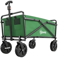 Outsunny Carro Plegable Carretilla de Transporte con Mango Ajustable Rueda Universal Freno para Jardín Camping Marco Acero Carga 40 kg 83x50x69-99 cm(m-11)