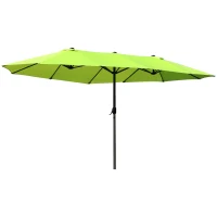 Outsunny Dubbele Parasol Tuinparasol Marktparasol Terrasparasol met Handkruk Groen Ovaal 460 x 270 x 240 cm(m-1)