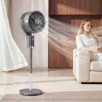 HOMCOM Staande ventilator luchtcirculator ventilator met 8 snelheidsstanden LED-display afstandsbediening timer 90° oscillatie Grijs(m-8)