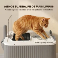 PawHut Caixa de Areia Coberta M para Gatos com Tampa, Saída Superior, Pá e Saquetas Desodorizantes, Fácil de Limpar, Branco(m-4)