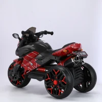 Moto elettrica per bambini 3‑ruote, con musica Bluetooth, avviamento a chiave e vano portaoggetti, 115x59x73 cm, Rosso(m-1)