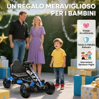 AIYAPLAY Go Kart a Pedali per Bambini 3-6 Anni, 50 kg Portata, con Portabicchieri e Ruote in EVA Antiscivolo, Blu(m-7)
