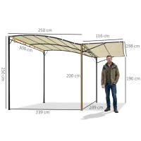 Altana pawilon ogrodowy markiza przeciwsłoneczna ze składanym bocznym dachem ochrona UV 3x2,5 m(m-3)