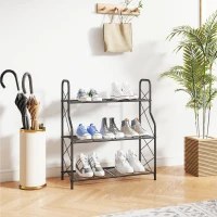 Outsunny Soporte para Plantas de 3 Niveles Estantería Metálica Resistente para Interior y Exterior 69x28,5x78 cm Negro(m-9)