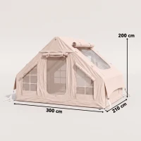 Outsunny Tienda de Campaña Inflable con Apertura de Chimenea y Claraboya Bomba Bolsa UPF30+ para 4 Estaciones Impermeable 5000+(m-4)