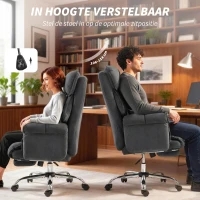 HOMCOM Bureaustoel hoogteverstelbare draaistoel met lendensteun, voetsteun, sneeuwflanel, 80 x 80 x 106-114 cm Donkergrijs(m-7)