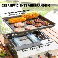Outsunny Gasbarbecue 8000BTU/2,4 KW Grillwagen incl. 2 Roestvrij Stalen Branders, Drukregelaar 44 x 44,5 x 19 cm Zilver+Zwart(m-4)