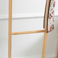 HOMCOM Moderne Kapstok, 2 Haken & 3 Rails, Stevig Bamboe, 36x24x168 cm, Natuur(m-9)