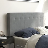 HOMCOM Hoofdeinde 3-traps hoogteverstelbaar met metalen poten fluweel-look voor slaapkamer 140x10x106/116/126 cm Grijs(m-2)