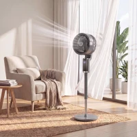 HOMCOM Staande ventilator luchtcirculator ventilator met 8 snelheidsstanden LED-display afstandsbediening timer 90° oscillatie Grijs(m-9)
