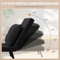 HOMCOM Relaxfauteuil in Scandinavisch design, ligfauteuil, leesfauteuil. incl. kussen met knoophechting, Zwart(m-5)