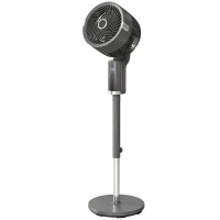 HOMCOM Staande ventilator luchtcirculator ventilator met 8 snelheidsstanden LED-display afstandsbediening timer 90° oscillatie Grijs(m-1)