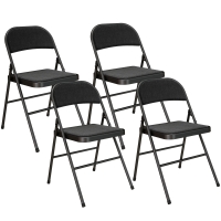 HOMCOM 4-delige Set Opklapbare Stoelen, Draagbare Kantoorstoelen, Metalen Poten, Opvouwbare Stoel voor Kantoor, Receptie, Wachtkamer, Linnen-Look, Zwart