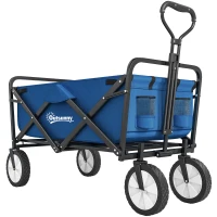 Outsunny Bollerwagen Handwagen mit faltbar Bremsen Verstellbarem Griff 68 KG Belastbar für Garten Einkauf Shopping(m-11)