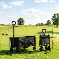 Outsunny Bolderkar 60L Opvouwbare Handwagen Tuinwagen Transportwagen met Telescoopgreep Achterklep Bekerhouders(m-3)