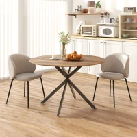 HOMCOM Ronde eettafel voor 4 personen, keukentafel in industriële stijl met stalen poten, voor eetkamer, keuken, donkerbruin(m-7)
