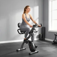 SPORTNOW 3-in-1 Opvouwbare Hometrainer Fiets Stil Lig-ergometer met LCD Monitor Bluetooth Hartslagmeter Weerstandsband(m-2)