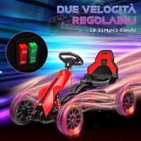 HOMCOM Go Kart Elettrico per Bambini 3-8 Anni, 12V 3-5 km/h, con Cintura di Sicurezza, Capacità 30 kg, Rosso(m-5)