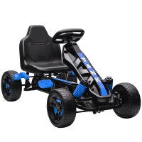 AIYAPLAY Go Kart a Pedali per Bambini 3-6 Anni, 50 kg Portata, con Portabicchieri e Ruote in EVA Antiscivolo, Blu(m-1)