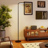 HOMCOM LED-vloerlamp met magnetische afstandsbediening, flexibel verstelbaar, draaibaar, metaal, zwart(m-2)