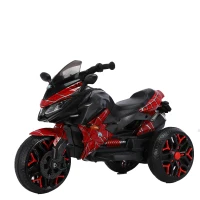 Moto elettrica per bambini 3‑ruote, con musica Bluetooth, avviamento a chiave e vano portaoggetti, 115x59x73 cm, Rosso(m-9)