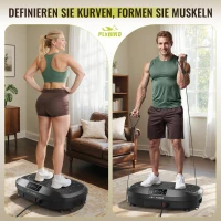 Piattaforma vibrante, 5 programmi (incluso HIIT) + elastici di resistenza, 50,8x35,6x12,7 cm, Nero(m-3)