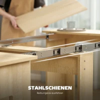 HOMCOM Eettafel, klaptafel, uitschuifbare keukentafel, eetkamertafel, spaanplaat, 60-180 x 85 x 75 cm, naturel(m-7)