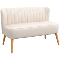 HOMCOM Sofa Retrodesign 2-Sitzer-Sofa, Holzbeine, 117 cm x 56,5 cm x 77 cm, Cremeweiß