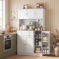 HOMCOM 173 cm Tall Kitchen Cupboard with Charging Station, Pantry Storage Cabinet with Adjustable Shelves and 5 Door Racks(m-8)