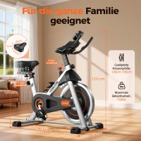 Vélo d'appartement, cadre sécurisé en acier carbone avec reposes-pieds antidérapants, guidon réglable, 96,5x56,5x121 cm, Noir(m-1)