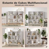 HOMCOM Estante para Livros com 10 Compartimentos e Pés em Madeira Maciça, 140x24x107 cm, Branco(m-7)