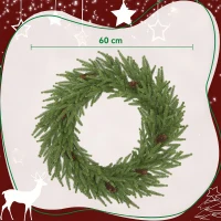 HOMCOM Kerstkrans met dennenappels Ø60 cm – kunstkrans, groen(m-3)