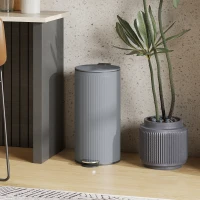 HOMCOM Prullenbak 30 L Tretemmer met softclose-deksel en pedaal, binnenemmer metaal, Zwart, 36 x 30 x 60,5 cm(m-2)