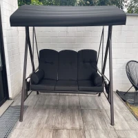 Outsunny 3 Seater Swing Chair Hammock Chair with Adjustable Canopy, Black(m-18)
