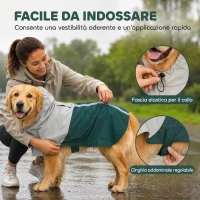 PawHut Impermeabile per Cani con Cappuccio, Foro per Guinzaglio e Strisce Riflettenti, per Cani di Taglia Grande, Verde(m-5)