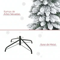 HOMCOM Árbol de Navidad Estrecho Nevado 180 cm con 395 Ramas y Soporte de Metal Plegable para Salón Interior Verde(m-7)