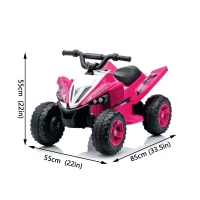 Kinder Quad elettrico 12V, due velocità (alta/bassa) e avanti/indietro, 85x55x55,3 cm, Rosa(m-5)