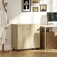 Vinsetto Armoire de bureau à 2 niveaux, meuble de rangement bureau avec 2 portes, serrures et clés, 80x40x80cm, chêne(m-2)