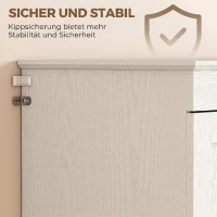 HOMCOM Landhaus-Küchenschrank, hoher Vorratsschrank mit verstellbaren Einlegeböden und 2 Schubladen, Cremeweiß(m-6)