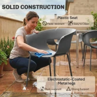 Outsunny Gartenstühle 4er Set ergonomisch Balkonstühle mit Ausschnittdesign Armlehne Wetterfest rostbeständig Dunkelgrau(m-6)