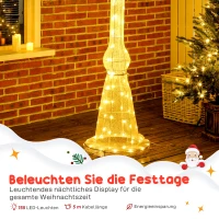 Outsunny 2,15 m verlichte lantaarnpaal, 155 LEDs, outdoor kerstlantaarn, rode strik, waterdicht, voor tuin, terras(m-5)