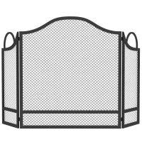 HOMCOM Parachispas para Chimenea Plegable de 3 Paneles, en Metal Pintado, Listo para Usar, 122x1x74 cm, Negro(m-1)