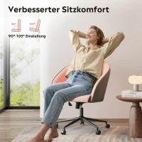 Sedia da ufficio, regolabile in altezza e girevole a 360°, braccioli integrati, 61x50x74 cm, Rosa(m-5)