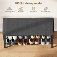 HOMCOM Schoenenbank met zitting, zitbank met opbergruimte, schoenenrek met 2 open vakken, zitbank 81 x 31 x 50 cm Zwart(m-5)