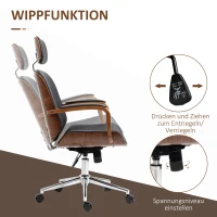 Vinsetto Bureaustoel ergonomische bureaustoel met hoge rugleuning, afneembare hoofdsteun voor thuiswerk Zwart(m-5)